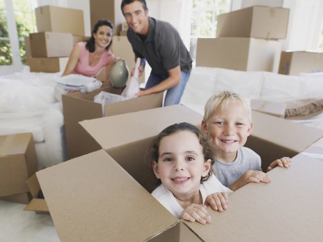 Packed household items and furniture ready for local removals