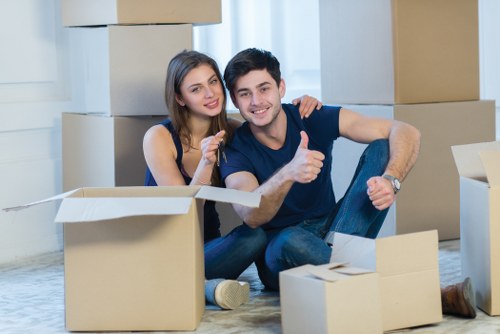 Packing boxes prepared for a move in Twickenham home